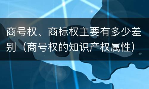 商号权、商标权主要有多少差别（商号权的知识产权属性）