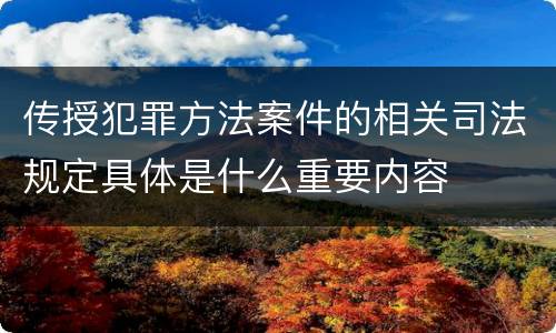 传授犯罪方法案件的相关司法规定具体是什么重要内容