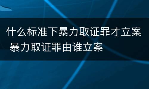 什么标准下暴力取证罪才立案 暴力取证罪由谁立案