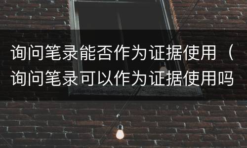 询问笔录能否作为证据使用（询问笔录可以作为证据使用吗）