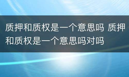 质押和质权是一个意思吗 质押和质权是一个意思吗对吗