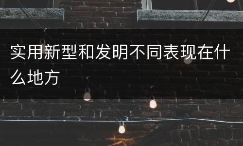 实用新型和发明不同表现在什么地方