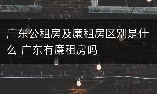 广东公租房及廉租房区别是什么 广东有廉租房吗