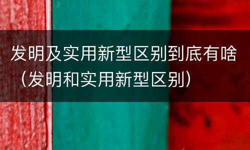 发明及实用新型区别到底有啥（发明和实用新型区别）