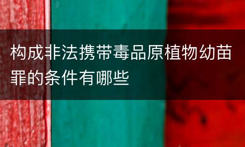 构成非法携带毒品原植物幼苗罪的条件有哪些