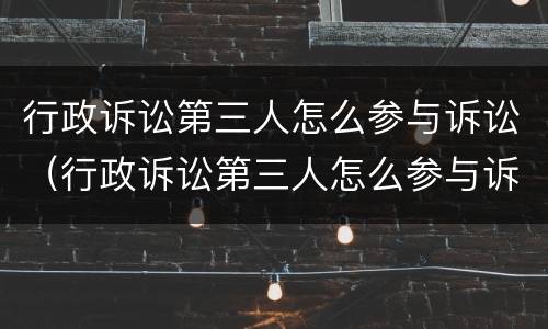 行政诉讼第三人怎么参与诉讼（行政诉讼第三人怎么参与诉讼程序）