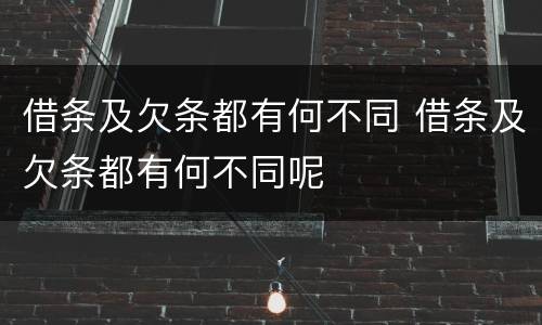 借条及欠条都有何不同 借条及欠条都有何不同呢