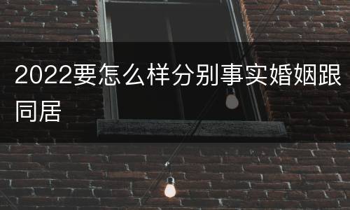 2022要怎么样分别事实婚姻跟同居