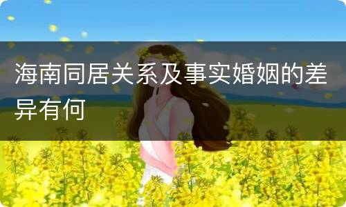 海南同居关系及事实婚姻的差异有何