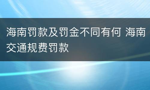 海南罚款及罚金不同有何 海南交通规费罚款