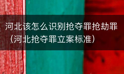 河北该怎么识别抢夺罪抢劫罪（河北抢夺罪立案标准）