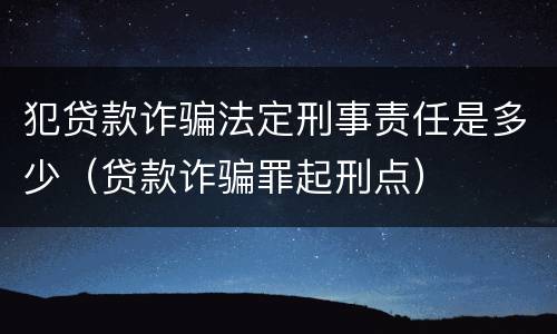 犯贷款诈骗法定刑事责任是多少（贷款诈骗罪起刑点）