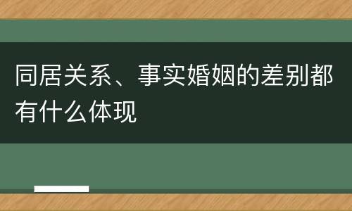 同居关系、事实婚姻的差别都有什么体现