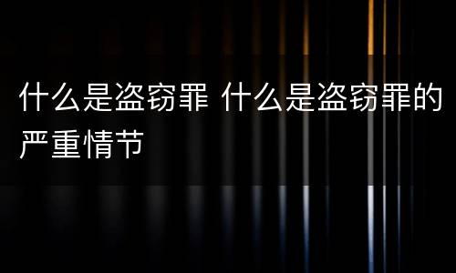 什么是盗窃罪 什么是盗窃罪的严重情节