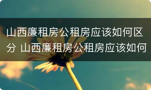 山西廉租房公租房应该如何区分 山西廉租房公租房应该如何区分的