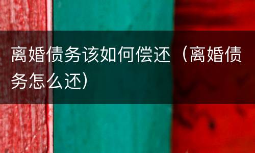 离婚债务该如何偿还（离婚债务怎么还）