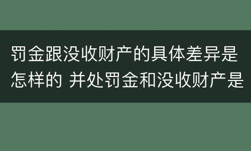 罚金跟没收财产的具体差异是怎样的 并处罚金和没收财产是什么意思