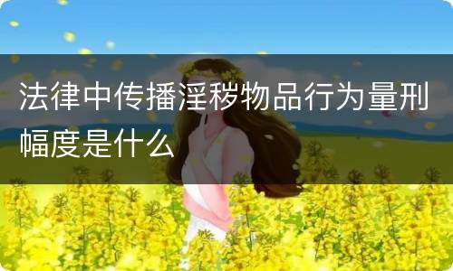 法律中传播淫秽物品行为量刑幅度是什么