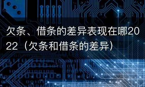 欠条、借条的差异表现在哪2022（欠条和借条的差异）