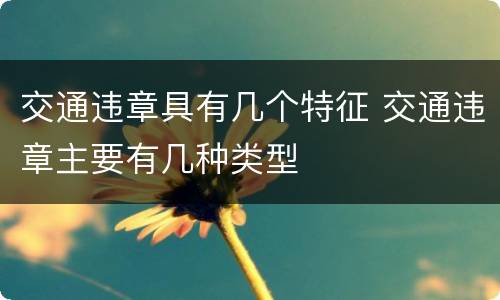 交通违章具有几个特征 交通违章主要有几种类型