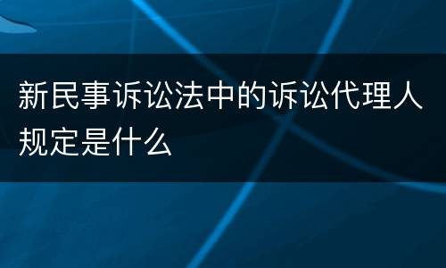 新民事诉讼法中的诉讼代理人规定是什么