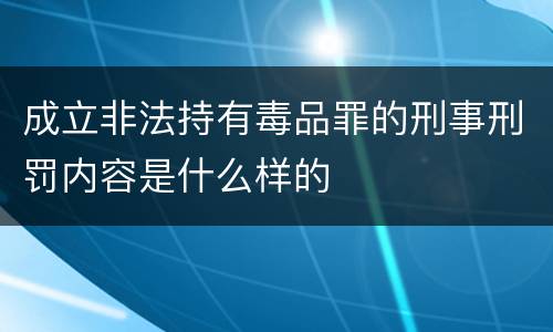 成立非法持有毒品罪的刑事刑罚内容是什么样的
