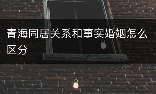 青海同居关系和事实婚姻怎么区分