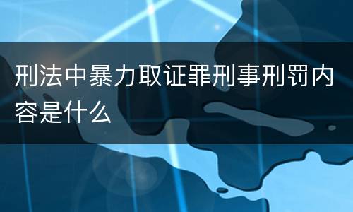 刑法中暴力取证罪刑事刑罚内容是什么