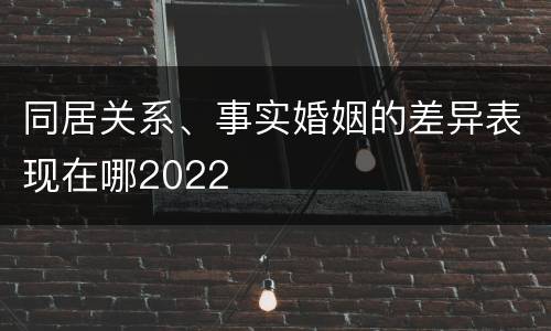 同居关系、事实婚姻的差异表现在哪2022