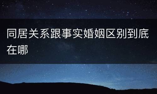 同居关系跟事实婚姻区别到底在哪