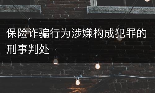 保险诈骗行为涉嫌构成犯罪的刑事判处