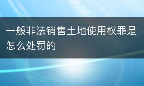一般非法销售土地使用权罪是怎么处罚的