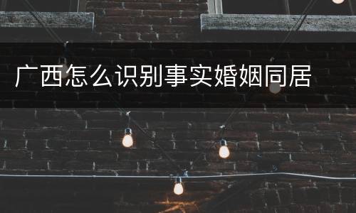 广西怎么识别事实婚姻同居
