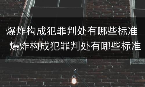 爆炸构成犯罪判处有哪些标准 爆炸构成犯罪判处有哪些标准要求