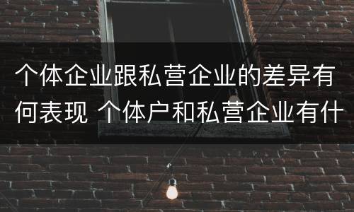 个体企业跟私营企业的差异有何表现 个体户和私营企业有什么区别