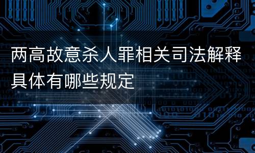 两高故意杀人罪相关司法解释具体有哪些规定