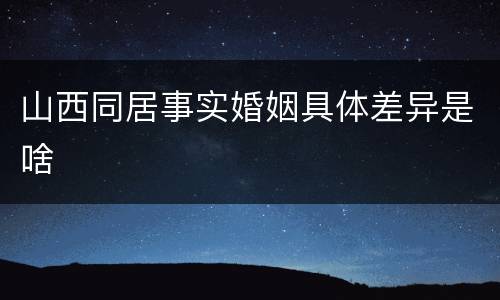 山西同居事实婚姻具体差异是啥