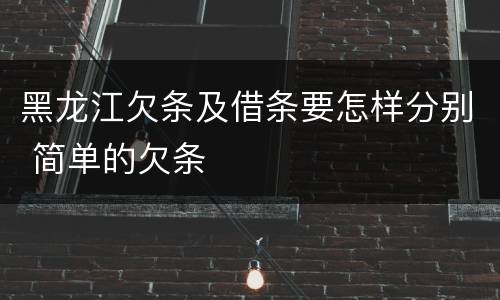 黑龙江欠条及借条要怎样分别 简单的欠条