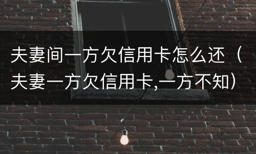 夫妻间一方欠信用卡怎么还（夫妻一方欠信用卡,一方不知）