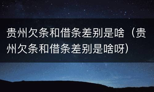 贵州欠条和借条差别是啥（贵州欠条和借条差别是啥呀）