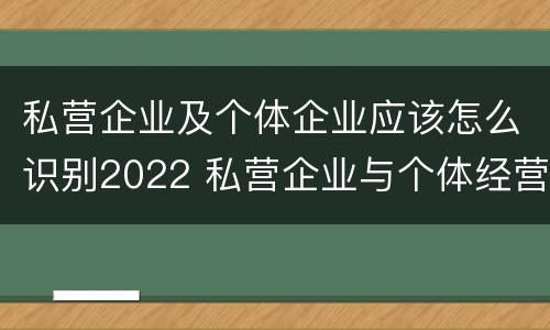 私营企业及个体企业应该怎么识别2022 私营企业与个体经营企业的区别