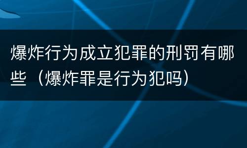 爆炸行为成立犯罪的刑罚有哪些（爆炸罪是行为犯吗）