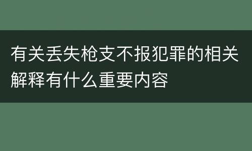 有关丢失枪支不报犯罪的相关解释有什么重要内容
