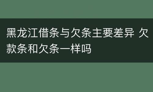 黑龙江借条与欠条主要差异 欠款条和欠条一样吗