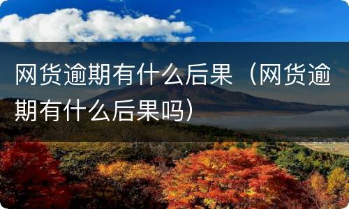 网货逾期有什么后果（网货逾期有什么后果吗）