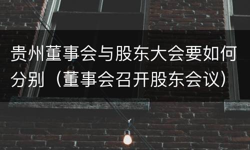贵州董事会与股东大会要如何分别（董事会召开股东会议）