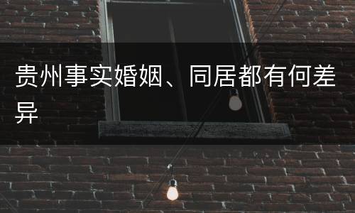 贵州事实婚姻、同居都有何差异