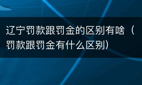 辽宁罚款跟罚金的区别有啥（罚款跟罚金有什么区别）
