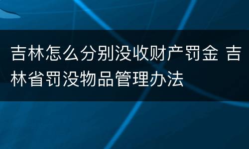吉林怎么分别没收财产罚金 吉林省罚没物品管理办法
