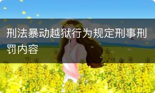 刑法暴动越狱行为规定刑事刑罚内容